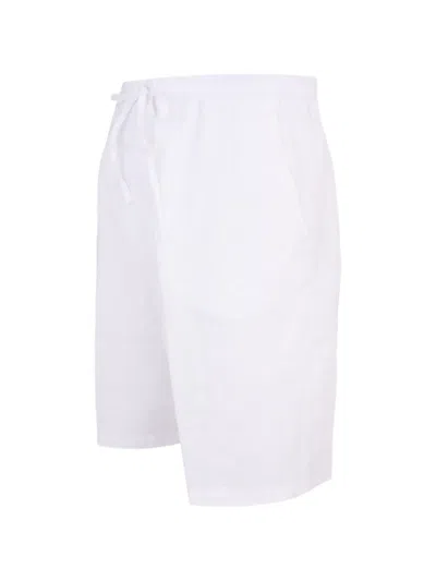 120% Lino Drawstring Bermuda Shorts In White
