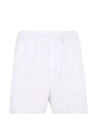 120% Lino Drawstring Bermuda Shorts In White