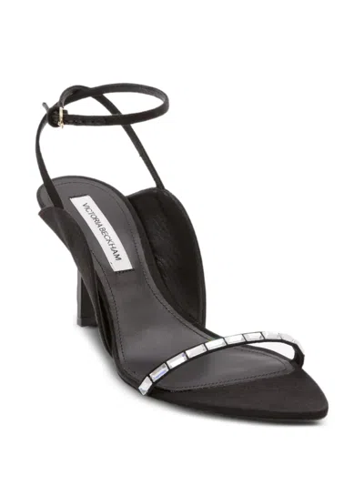 Victoria Beckham Eliza Crystal-embellished Satin Sandals In Black