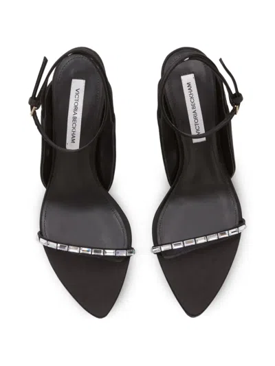 Victoria Beckham Eliza Crystal-embellished Satin Sandals In Black