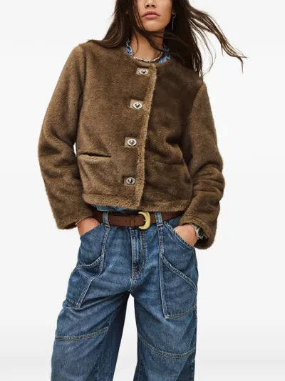 Ba&sh Basil Buttoned Jacket In Brown