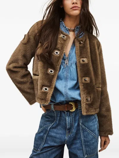 Ba&sh Basil Buttoned Jacket In Brown