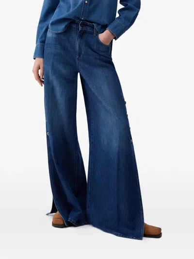 Liu •jo Buttoned-detail Belt-loop Jeans In Blue