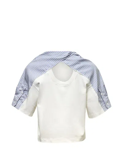 Re Code Twisted Striped-back T-shirt In White