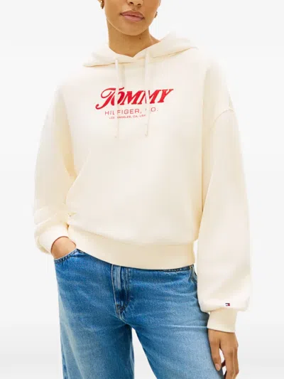 Tommy Hilfiger Drawstring Hooded Sweatshirt In Neutral