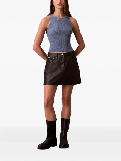 Calvin Klein Openwork-construction Top In Blue
