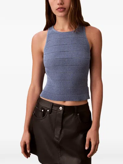 Calvin Klein Openwork-construction Top In Blue