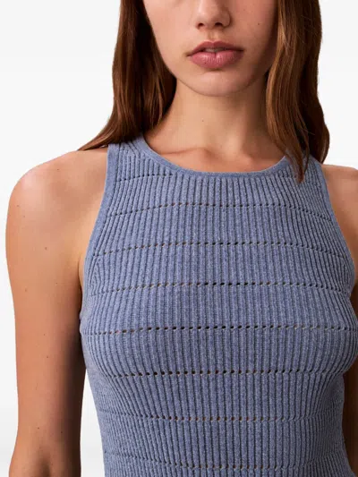 Calvin Klein Openwork-construction Top In Blue