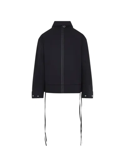 Mordecai Layered Jacket Point Collar Adjustable Drawstrings In Black