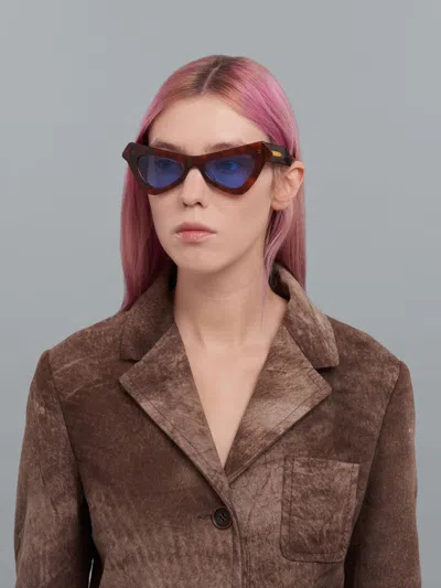 Marni Fairy Pool Triangular-frame Sunglasses In Brown