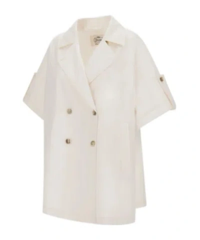 Herno Double Breasted Coat In White