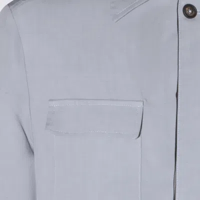 Eleventy Long Sleeved Button-fastened Jacket In Blue