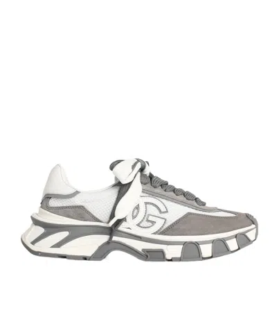 Dolce & Gabbana Dg Country Road Sneaker In Leather And Fabric In Gray