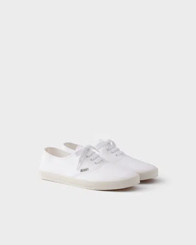 Prada Drill Fabric Low Top Lace Up Sneakers In Animal Print
