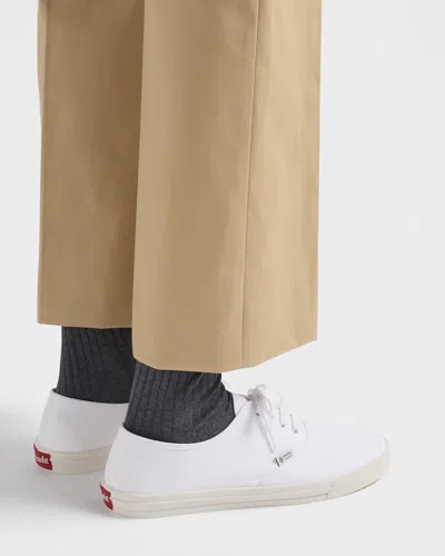 Prada Drill Fabric Low Top Lace Up Sneakers In Animal Print