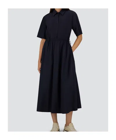 Herno Collared Drawstring Midi Dress In Blue