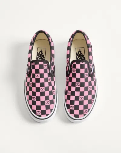 Valentino Garavani  Garavani And Vans Fabric Slip-on Trainer With Vlogo Checkerboard Print In Pink