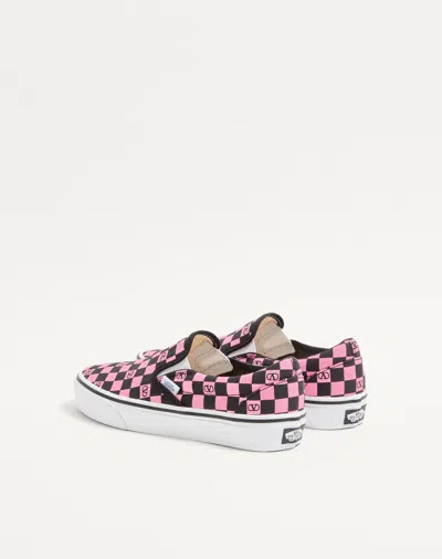 Valentino Garavani  Garavani And Vans Fabric Slip-on Trainer With Vlogo Checkerboard Print In Pink