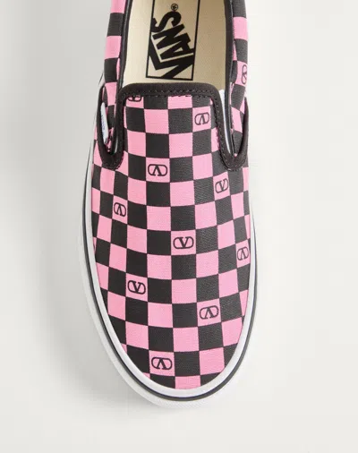 Valentino Garavani  Garavani And Vans Fabric Slip-on Trainer With Vlogo Checkerboard Print In Pink