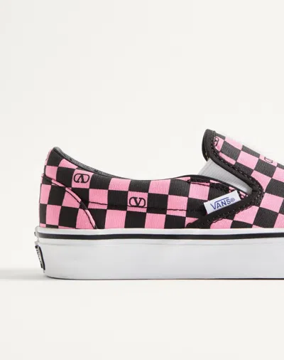 Valentino Garavani  Garavani And Vans Fabric Slip-on Trainer With Vlogo Checkerboard Print In Pink