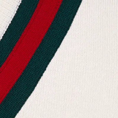 Gucci Pullover Aus Feinem Wollstrick Mit Web In White