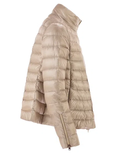 Herno A-shape Down Jacket In Silky Ultralight Nylon In Brown