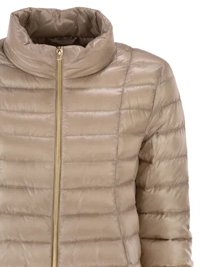 Herno A-shape Down Jacket In Silky Ultralight Nylon In Brown