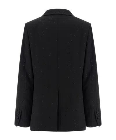 Herno Micro Sequin Double-breasted Blazer In Black