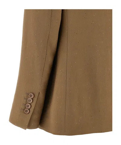 Herno Micro Sequin Double-breasted Blazer In Brown