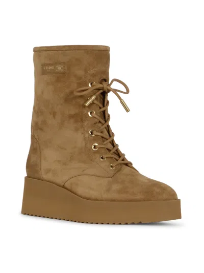 Celine Lace-up Ankle Boots In Multi