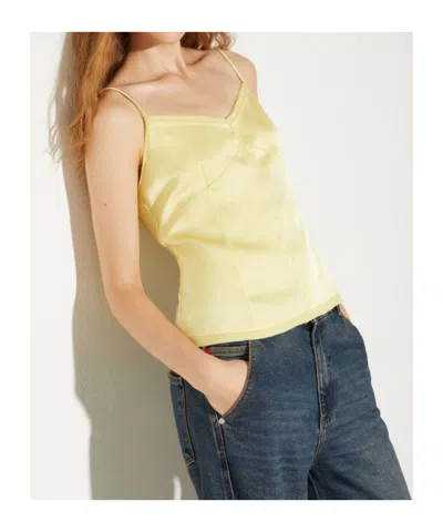 Maxco. Fluid Satin Top In Yellow