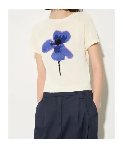 Maxco. Embroidered Knitted T-shirt In Neutral