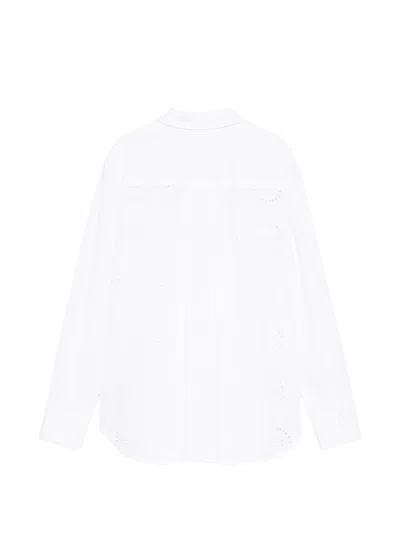 P.a.r.o.s.h Womens Eyelet Detail Long Sleeve Shirt In White