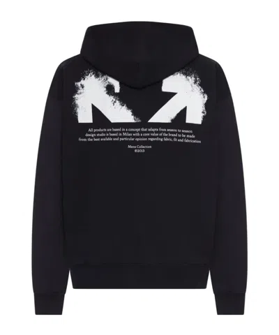 Off-white Half Arrows Graphic Pullover Hoodie With Drawstring Hood In Black