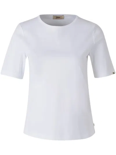 Herno Cotton T-shirt With Logo Buttons On The Sides In White