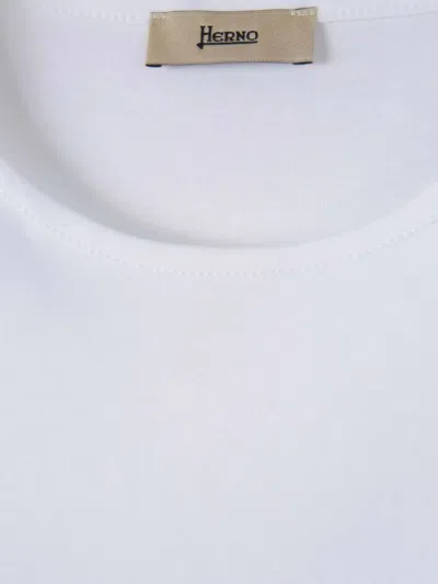 Herno Cotton T-shirt With Logo Buttons On The Sides In White