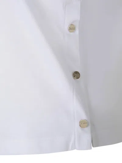 Herno Cotton T-shirt With Logo Buttons On The Sides In White