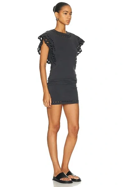 Isabel Marant Étoile Orlane Broderie Anglaise Cotton-jersey Mini Dress In Black