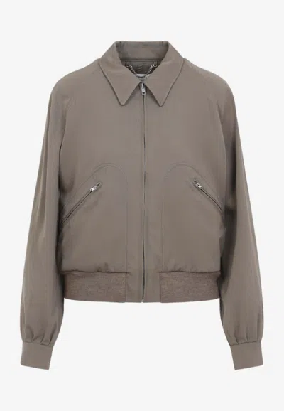 Maison Margiela Wool Jacket Zip Pockets Ribbed Hem Collar In Gray