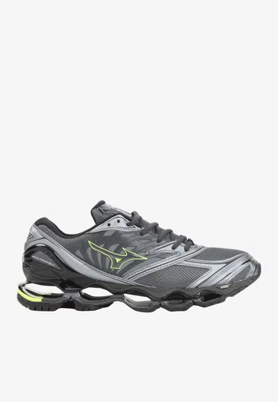 Mizuno Iron Gate Grey Leather Wave Prophecy Ls Sneakers In Gray