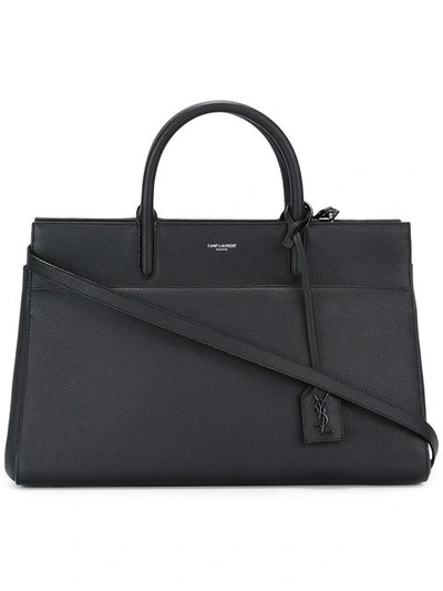 Saint Laurent Cabas Rive Gauche Medium Leather Tote In Black