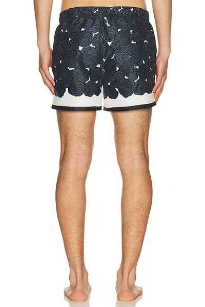 Givenchy Mens Dark Navy Roses Drawstring Silk Shorts In Multi