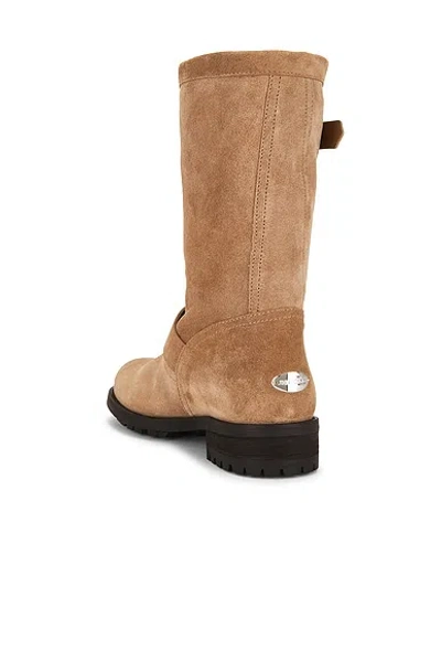 Jimmy Choo Biker Buckled Suede Ankle Boots In Brown
