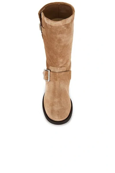 Jimmy Choo Biker Buckled Suede Ankle Boots In Brown