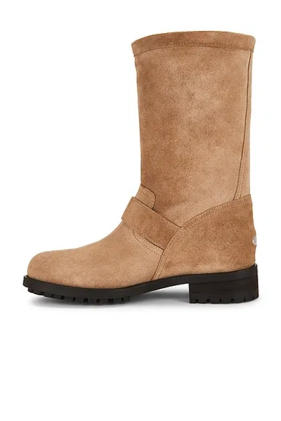 Jimmy Choo Biker Buckled Suede Ankle Boots In Brown