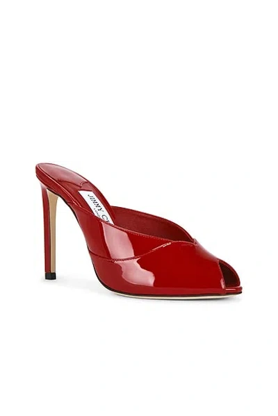 Jimmy Choo Brigitte 100mm Patent Leather Mule Pumps In Red