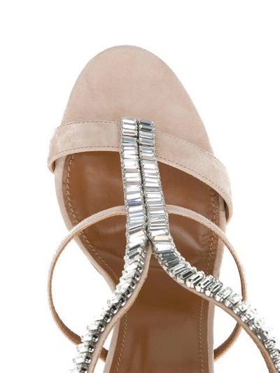 Shop Aquazzura Nude Crystal Constance Heels - Neutrals