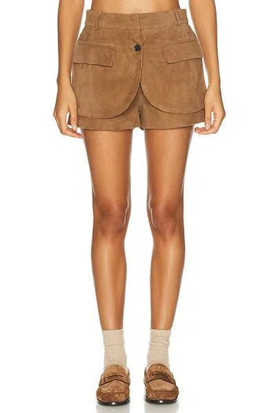 Monse Deconstructed Suede Short In Brown