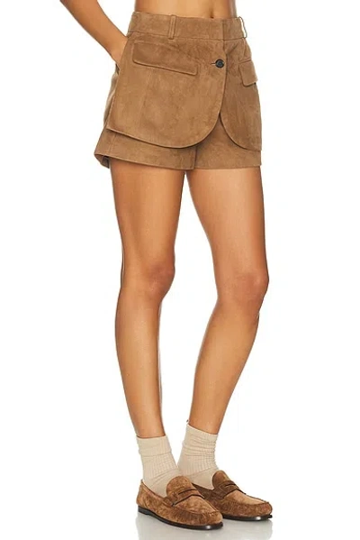 Monse Deconstructed Suede Short In Brown