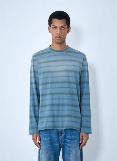 Our Legacy Mens Spray Fade Ghost Stripe Striped Boxy-fit Long-sleeve Cotton-shirt In Blue